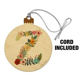 GRAPHICS & MORE Letter Z Floral Monogram Initial Wood Christmas Tree Holiday Ornament