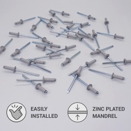 (Pack of 80 pcs) Painted Blind Rivets 4.0 x 12 mm, Dome Head, DIN 7337, Aluminum Rivet and Steel Mandrel, Pop Rivets (80, Light Grey RAL 7035)