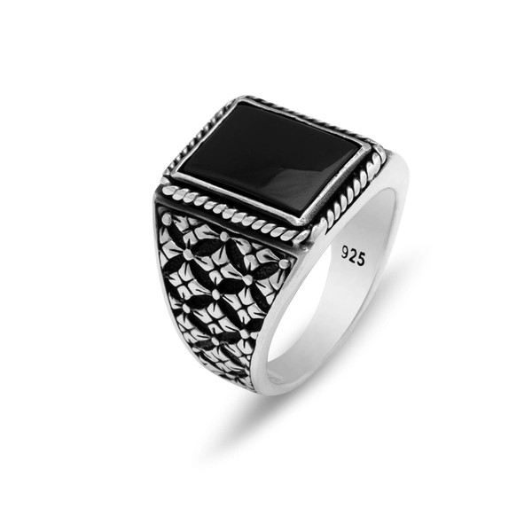 Chicotta Men's Handmade Classics Style Sterling Silver Ring with Rectangle