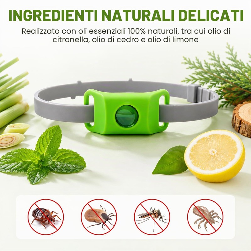 Collare Antiparassitario Cani Naturale - Ciondolo Repellente Pulci