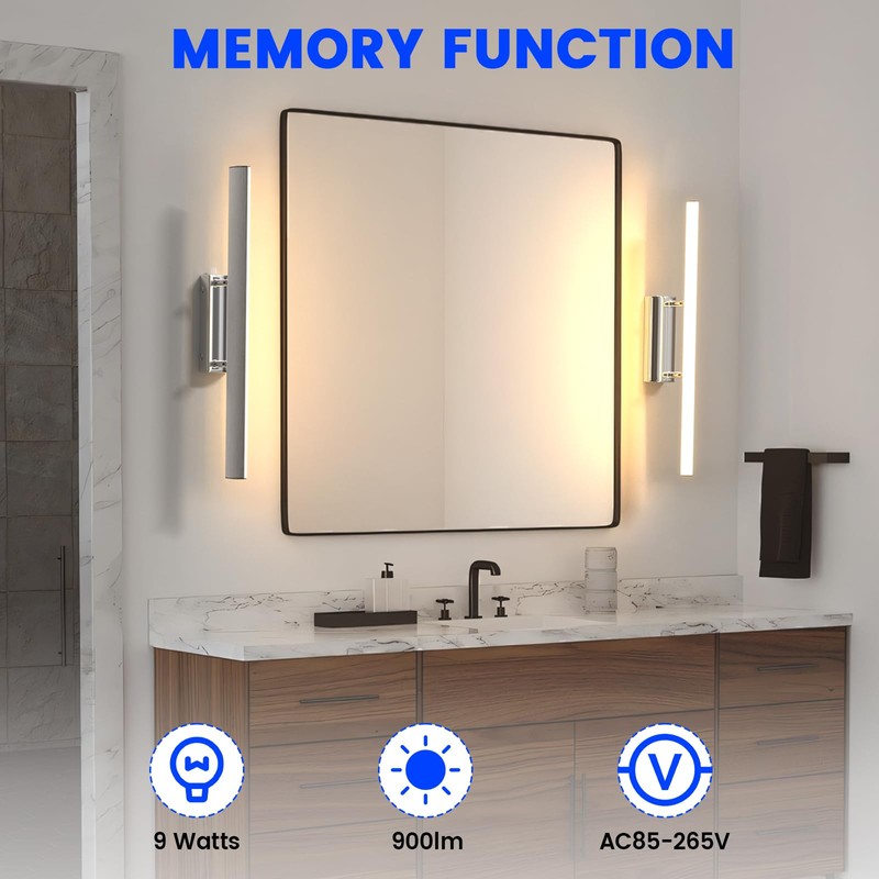 Bonlux 9W Bathroom LED Vanity Light 22 inch, 3 Color