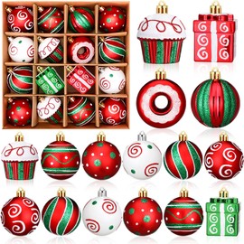 HyDren 16 Pack Red and Green Christmas Ball Ornaments for Christmas Tree 2.36 Inch Red and Green Shatterproof Christmas Tree Decorations Hanging Ball Ornaments for Xmas Trees Holiday