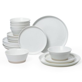 Famiware Saturn Dinnerware Sets, 18 Piece Dish Set, Plates and Bowls Sets for 6, White