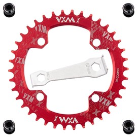 YBEKI Bicycle Chainring 32T 34T 36T 38T 40T 42T 44T 46T 48T 50T 52T 104BCD Round Oval Narrow Wide Single Bike Chainwheel for 8 9 10 11 Speed Mountain Road Bike MTB BMX (Red, 52T)