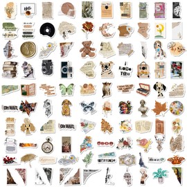 EUFFO Vintage Sticker Set 100 Stück, Retro Aufkleber Decals Wasserfeste Vinyl Sticker für Journal Scrapbook Koffer Laptop Skate Fahrrad Skateboard Motorrad Helm Stickerbomb