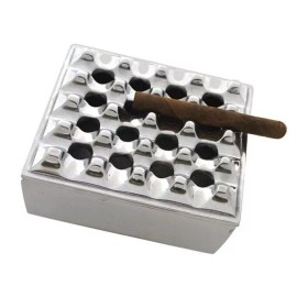 Polished Metal Square Grid Cigar Herf Ashtray - Unique Style & Design NEW