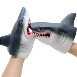 Gemini&Genius Shark Hand Puppet Toys for Kids Swimming Pool Beach Bath Toys Soft Rubber Realistic Great White Sharks Puppets Role Play Toys Marine Animal World Puppets for Kids