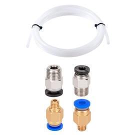 Aokin 1.5m White PTFE Bowden Tubing for 1.75mm Filament with 2 Pcs PC4-M6 Fittings and 2 Pcs PC4-M10 Pneumatic Fittings for Creality Ender 3/3 Pro, Ender 5/5 Pro, CR-10/10S 3D Printer, etc