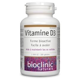 Bioclinic Naturals BioClinic Naturals? Vitamin D3 1000 IU 180 Softgels, Bioactive Form, Easy to Swallow, Helps Maintain Strong Bones, Proudly Canadian