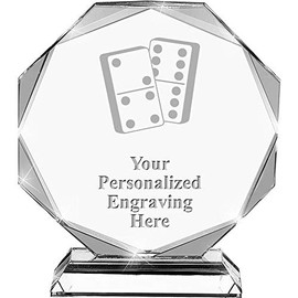Dominoes Crystal Awards, 6.75" Custom Dominoes Game Award with Engraving Included