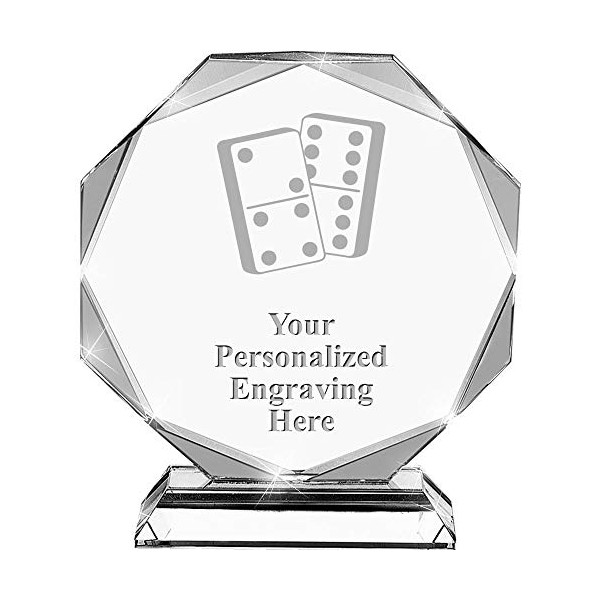Dominoes Crystal Awards, 6.75" Custom Dominoes Game Award with Engraving