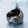 SINLEO Freedom Vintage Silver Black American US Eagle Stainless Steel