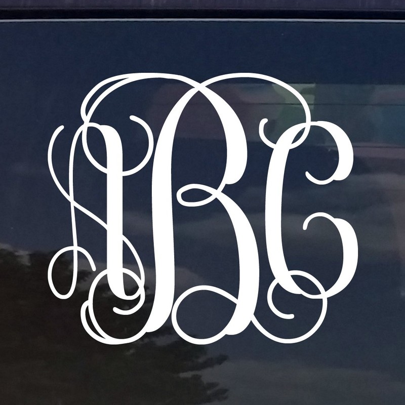 Custom Vine Monogram Initials Vinyl Decal / Bumper Sticker for