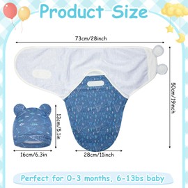 Ramede 6 Pack Baby Swaddle Blanket with Hats Sleep Swaddle for 0-3 Months Newborn Sacks Soft Cotton Wearable for Baby Boy Girl Sleeping(Blue, Groovy)