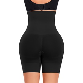 Werena Tummy Control Shapewear Shorts for Women Seamless High Waisted Body Shaper Shaping Underwear Girdle Panties (#1 Black-4, Large)