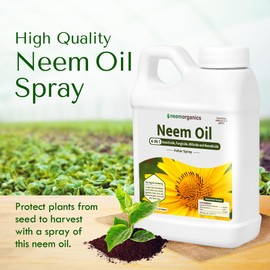 Pure Neem Oil, Neem Oil for Plants, Cold-Pressed Azadiracthin Neem Oil Concentrate for Plants and Irrigation, Plant-Based Dormant Oil Spray for Indoor and Outdoor Gardens, 32 oz - Neem Organics