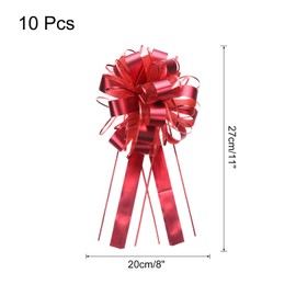 uxcell 10pcs 11 Inch Extra Large Pull Bow Metallic Gift Wrapping Bows Ribbon Organza Red for Wedding Baskets Presents Christmas Party