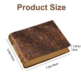 Acidea Vintage Embossed Sketchbook, Handcrafted Crazy Horse Leather Cover Journal Writing Notebook, Drawing Journal Diary for Men & Women Travelers, Artists, 400 Kraft Pages Brown 5.5 x 7.5 in