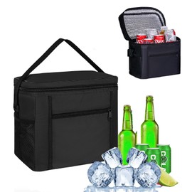Foldable Cool Bag, Picnic Bag, Thermal Bag, Small Insulated Bag, Lunch Bag, Ice Bag, Picnic, Foldable for Outdoor Travel, Picnic, Camping (Black)