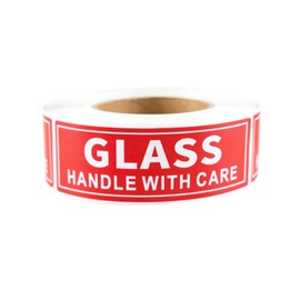 300 Fragile Stickers for Shipping & Moving - 1x3 Inch Glass Handle with Care, Strong Adhesive Warning Packing Labels (Red)