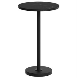 YATINEY Round Side Table, Tall Drink End Table for Small Spaces, Pedestal Style Martini Side Table in Living Room, Bedroom, Dormitory, Marble Black and Black ET30BM