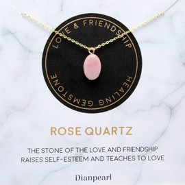[Premium Gemstone] Rose Quartz necklace, Best friend necklace, valentines day necklace, friendship necklace, Gold dainty necklace, pink necklace, natural stone, healing crystal, mothers day necklace