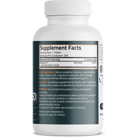 Bronson Vitamin C 500 MG Supports a Healthy Immune System & Antioxidant Protection, Non-GMO, 250 Vegetarian Tablets