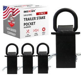 Boxer Heavy Duty Adjustable Stake Pocket D Ring Tie Down - 18,000LBS Breaking Strength - 4 Pack– for Flatbed Trucks and Utility Trailers for Standard 2x4” Stake Pocket