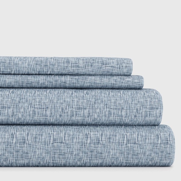 Linen Market 4 Piece Queen Bedding Sheet Set (Light Blue Chambray) - Sleep Better Than Ever with These Ultra-Soft & Cooling Bed Sheets for Your Queen Size Bed - Deep Pocket Fits 16" Mattress
