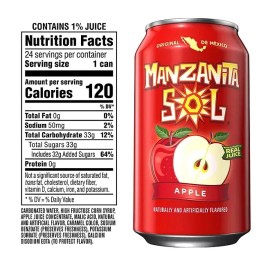 Manzanita Sol Soda Apple 12 fl. oz., 24 pk. - FREE SHIPPING