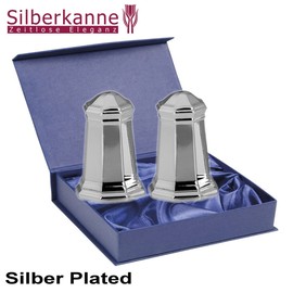 SILBERKANNE Hamburg Salt and Pepper Shakers 4 x 4 cm Premium Silver Plated Elegant Silver Plated in Top Workmanship Ready to Give as a Gift with Stylish Gift Packaging