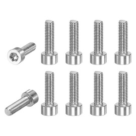 M METERXITY 10-Pack Torx Bolt Spline Screw T25 M5x16mm 0.8mm Pitch Cylindrical Head Plum Screws 304 Stainless Steel for String Trimmer Chainsaw/Light Bar Part Replacement [Silver]