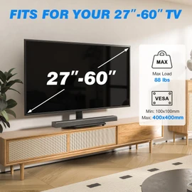 Rfiver Universal Swivel TV Stand for 27-50 55 60 Inch TVs, Height Adjustable Table Top TV Stand Mount Hold up to 88 lbs, Pedestal TV Stands with Tempered Glass Base, Replacement TV Mount Stand