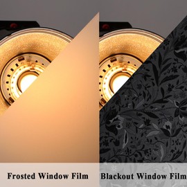 Total Blackout Window Film,100% Light Blocking Glass Door Film Etched Tulip,Room Darkening Window Cling,No Glue/Heat Control/Anti UV for Day Sleep & High Privacy,17.5In. by 78.7In.