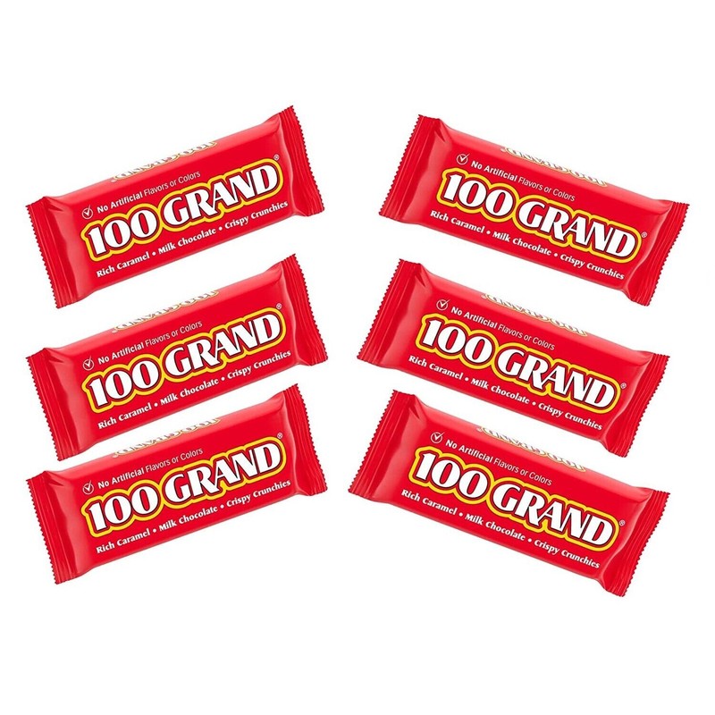 100 GRAND Crispy Milk Chocolate w/ Caramel, Fun Size Individual