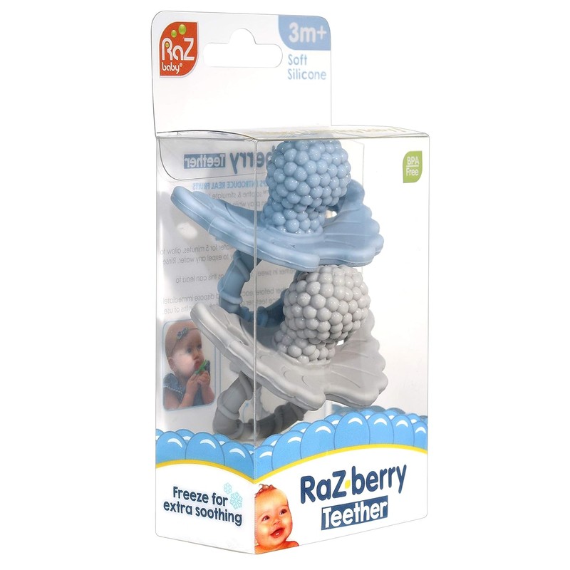 RaZbaby RaZberry Silicone Teether Pacifier – Teething Relief for Infants,