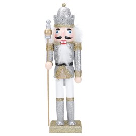 PRETYZOOM Nutcracker Soldier Christmas Nutcracker Figure Wooden Nutcracker Figure Soldier for Christmas Party Home Outdoor Decoration (Silver), 30x7.5cm, (JKN144519V78Y2Z)