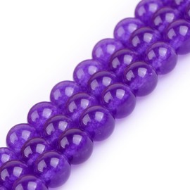 GEM-Inside Natural 8mm Dark Purple Jade Round Gemstone Semi Precious Loose Beads for Jewellery Making 15''