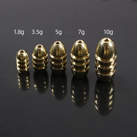 Toasis Brass Fishing Weight Texas Carolina Rig Fishing Bullet Sinker Set Assorted Size (7g/0.25_oz-12pcs)