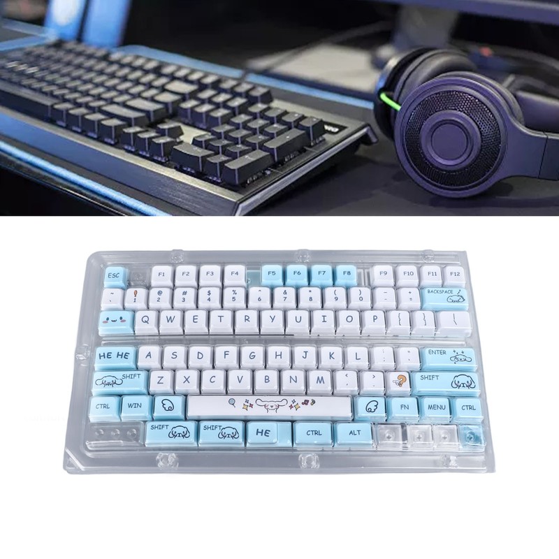 129 Keys Keycaps for XDA Height Accurate Keystrokes Blue White