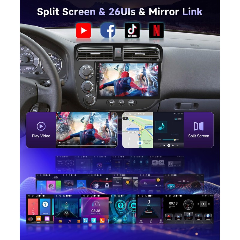 2G 64G Car Stereo Radio for Honda Civic 2001-2005, Wireless