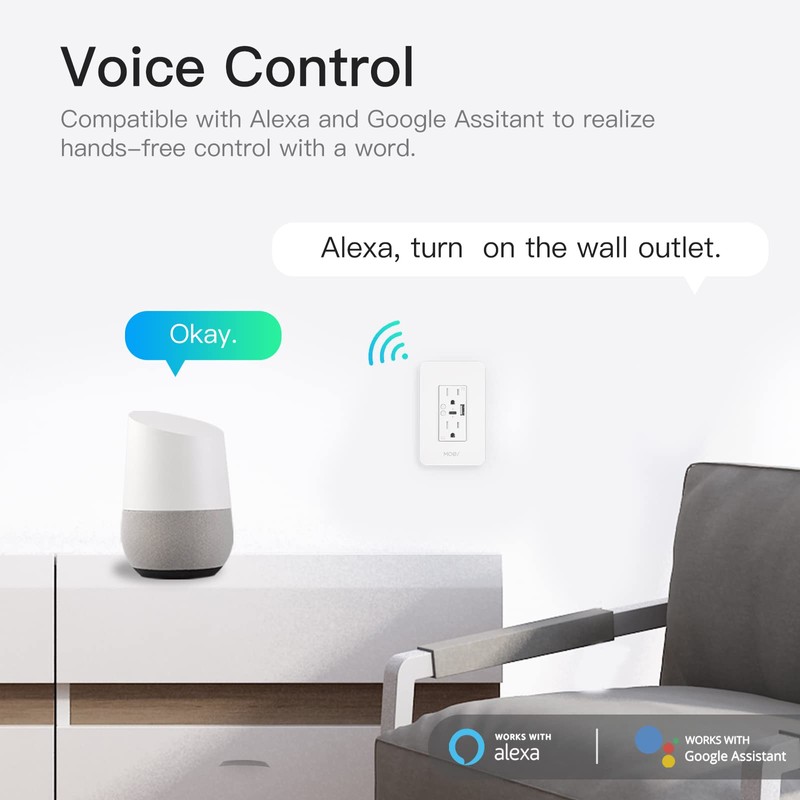 MOES Smart USB Wall Outlet Receptacle with Type-C & Type-A