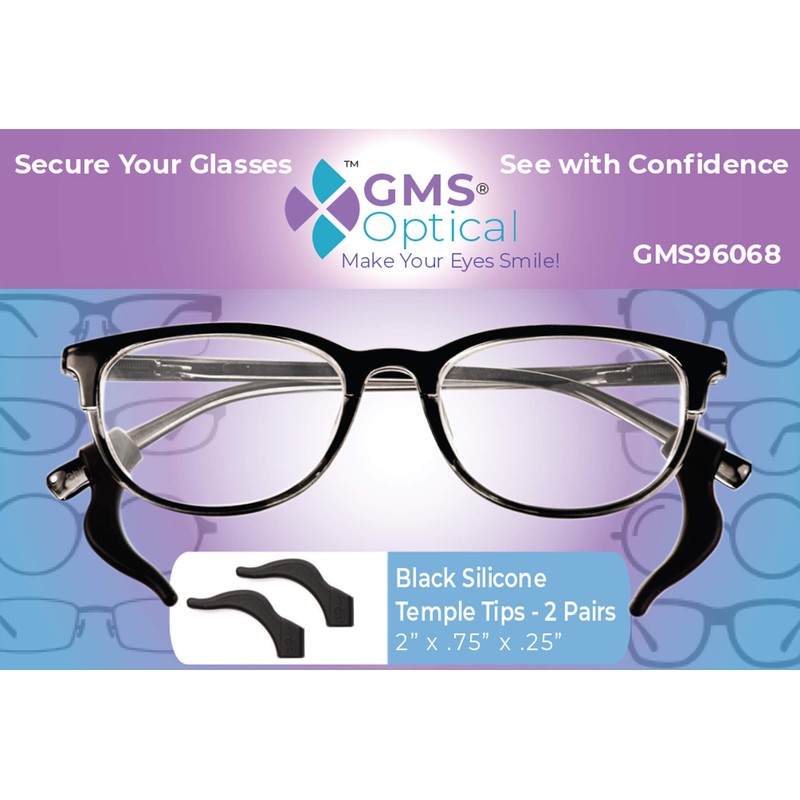 GMS Optical Silicone Temple Tips for Glasses, Sunglasses, and Eye