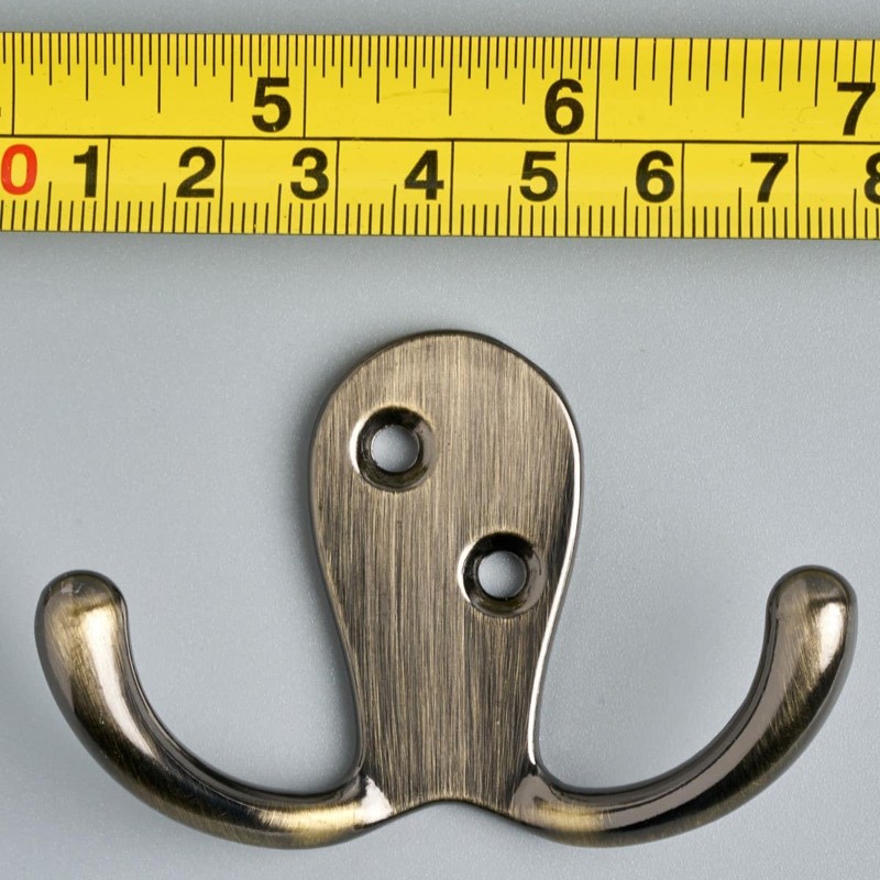 Decohooks Two Prong Robe Hook - Wide Design - Antique
