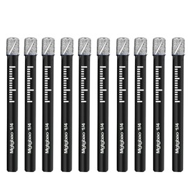 Mgtgbao 10pc 1/4 Black Dry Diamond Drill Bits Set 6mm Core Drill Bit for Granite Ceramic Marble Tile Stone Glass Hard Materials (not for Wood), Round Shank with Storage Case