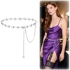 Women Crystal Waist Chain Belt, Ladies Silver Rhinestones Long Chain