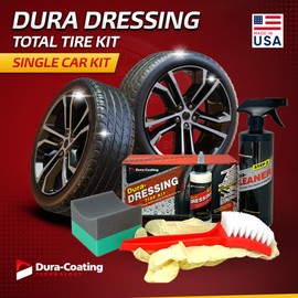 DURA-COATING TECHNOLOGY, Dressing Total Tire Kit, Single Car Kit - All Inclusive Tire Shine, and Cleaner Kit for a Lasting Shine and Brilliant Finish - 16 Ounce Tire Cleaning Spray - Made in The USA