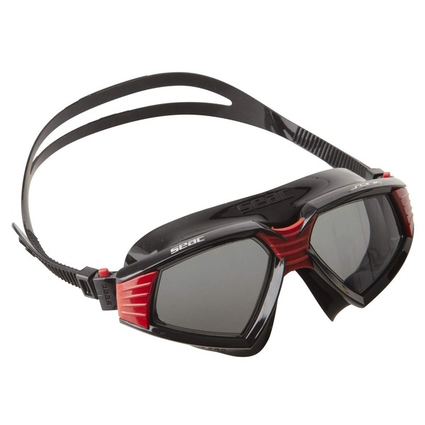 SEAC Sonic Silicone Swim Goggles, Black/Red