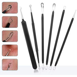 Blackhead Remover Tool, 10 Pcs Pimple Popping Kit, Pimple Extractor Tool for Black heads, Acne, Zit, Comdone, Pores, Fat Granules, Blemishs on Nose And Face (Black)