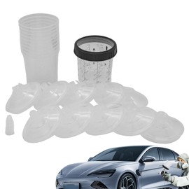 Automotive Paint Mixing Cups | 400ml Paint Hard Cup with Retainer Ring and 5 Plugs - 10 Liners, 10 Lids, Car Painting Supplies for Body Shop Repair